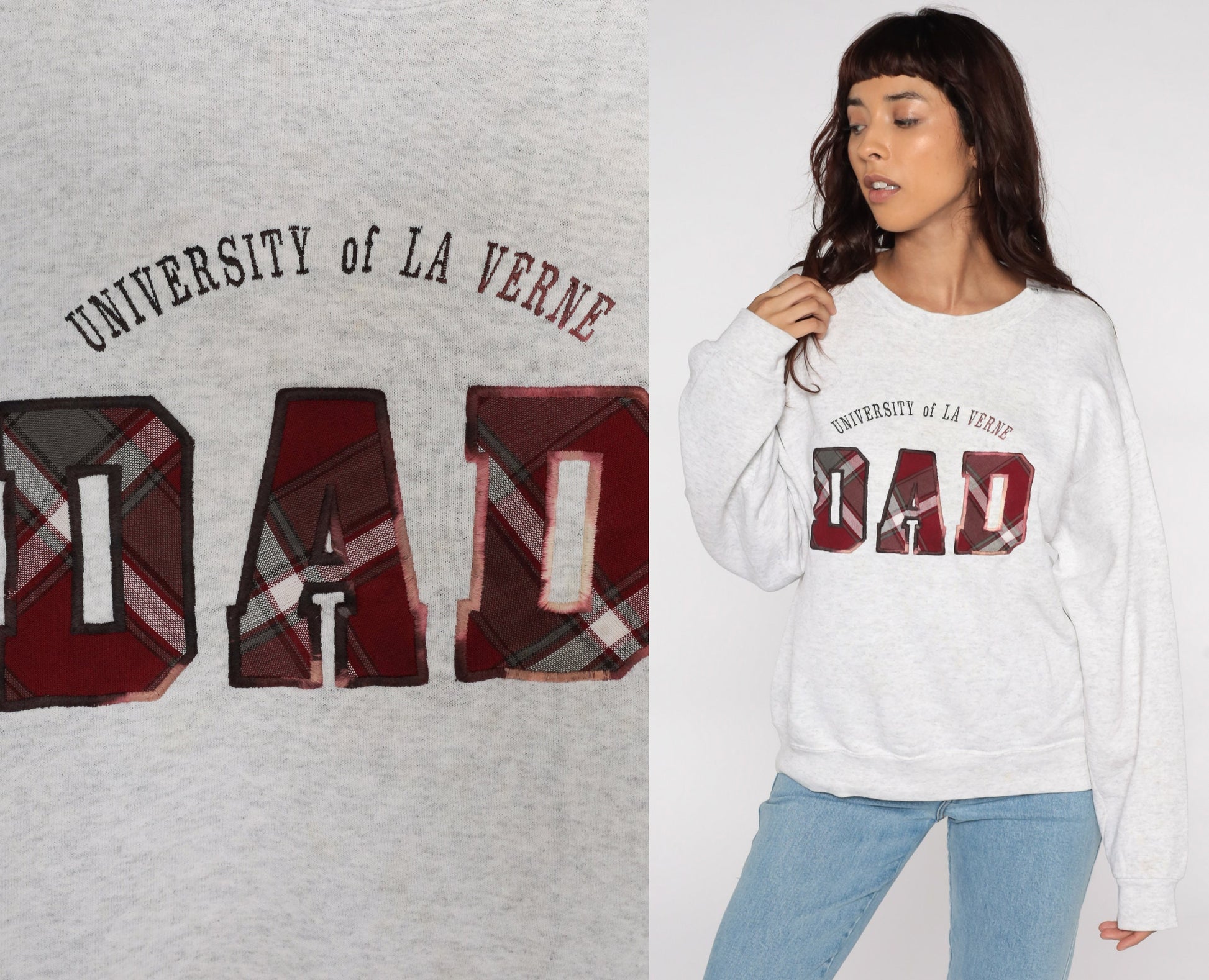 90s University of La Verne Dad Sweatshirt Distressed Graphic Crewneck Large