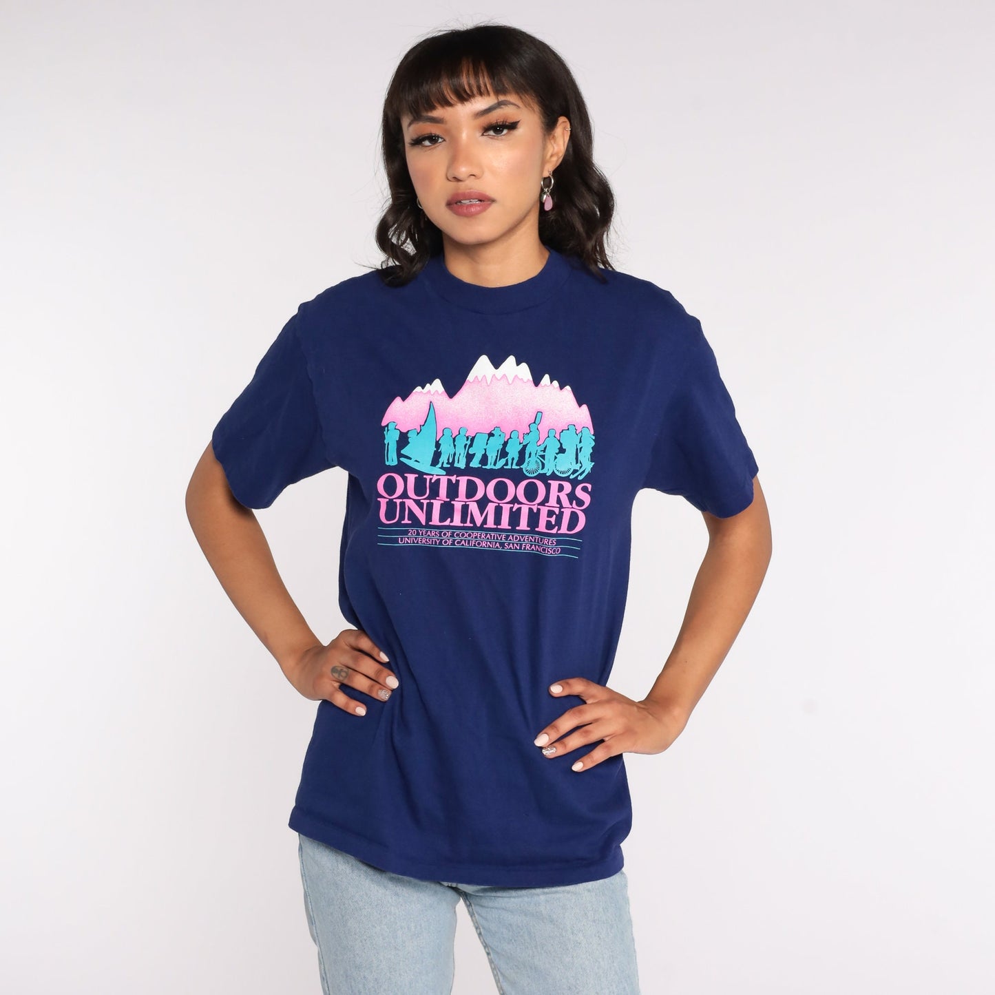 80s Outdoors Unlimited UCSF San Francisco Graphic Tee Purple Cotton Medium
