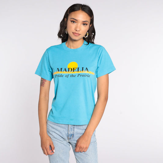 80s Madelia Minnesota Graphic T-Shirt Blue Single Stitch Small