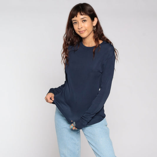 70s Navy Thermal Long Sleeve Undershirt Medium