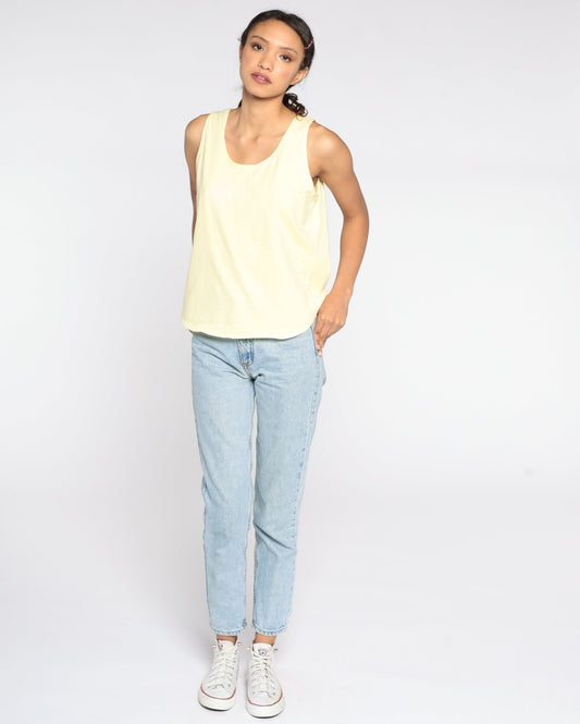 80s Yellow Tank Top Single Stitch Cotton Sleeveless Tee Medium