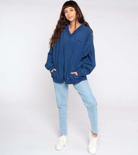 90s Izod Windbreaker Jacket Blue Nylon Pullover Extra Large XL