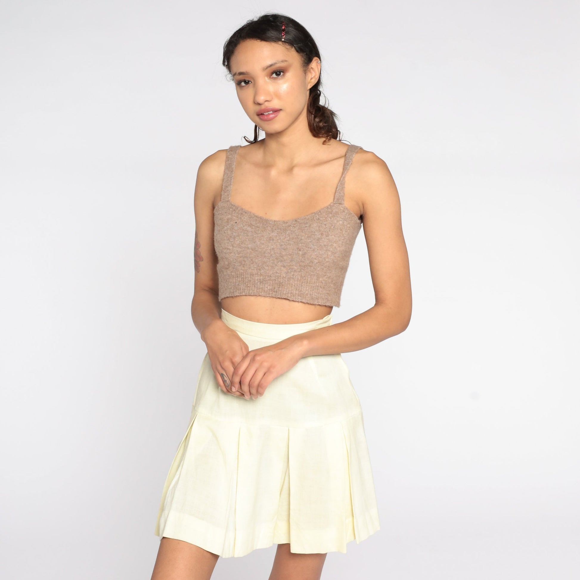 80s Red Pleated Tennis Skirt High Waist Mini Extra Small