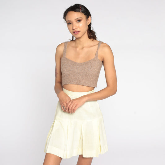80s Red Pleated Tennis Skirt High Waist Mini Extra Small