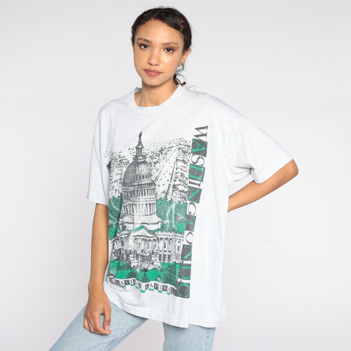 90s Washington DC Capitol Building Graphic T-Shirt Distressed Extra Large