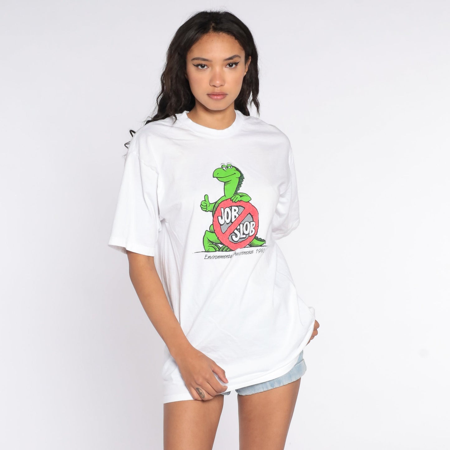 1992 Environmental Awareness Job Slob Graphic T-Shirt Cotton 90s Large