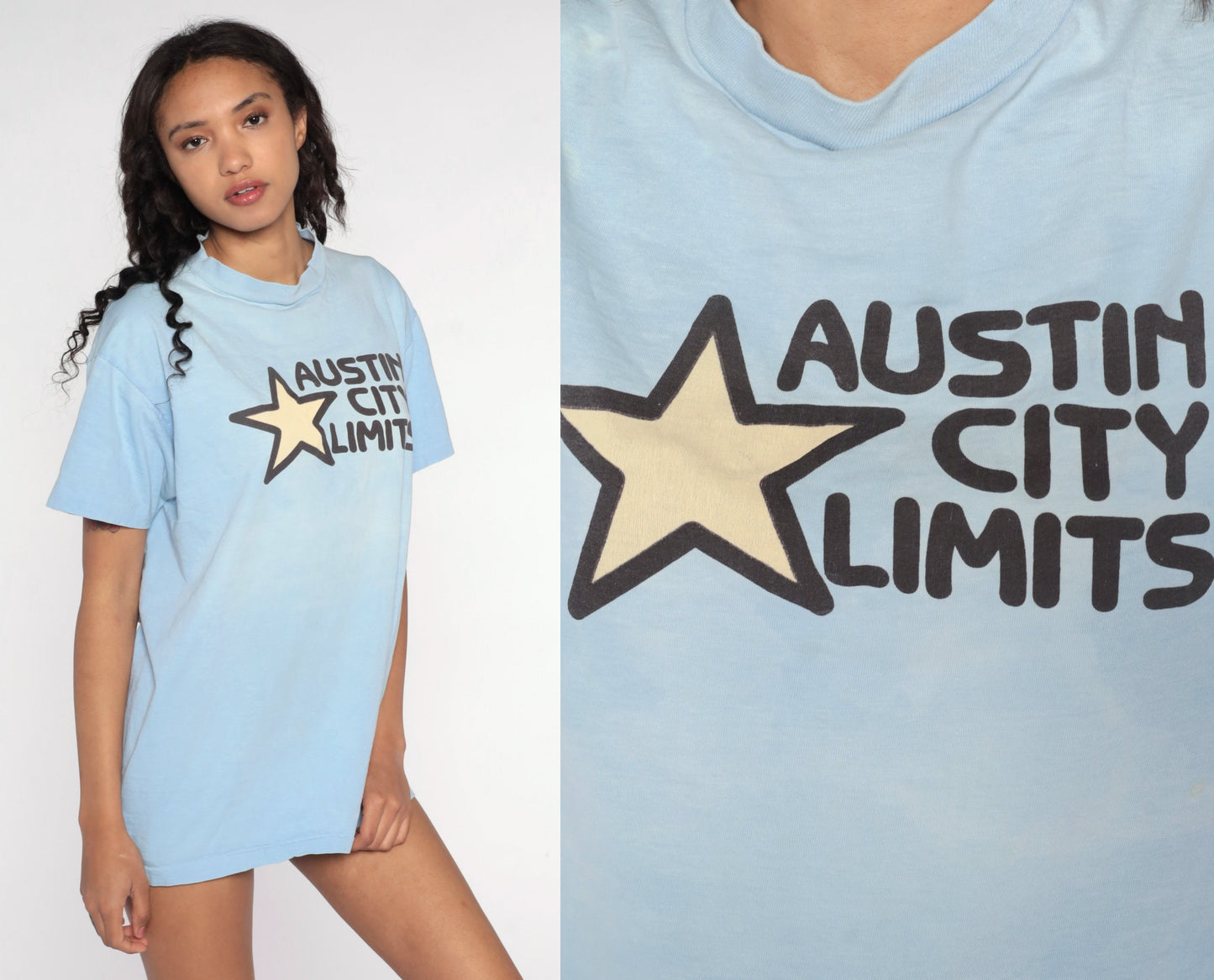 80s Austin City Limits Music Festival Graphic Tee Baby Blue Extra Large