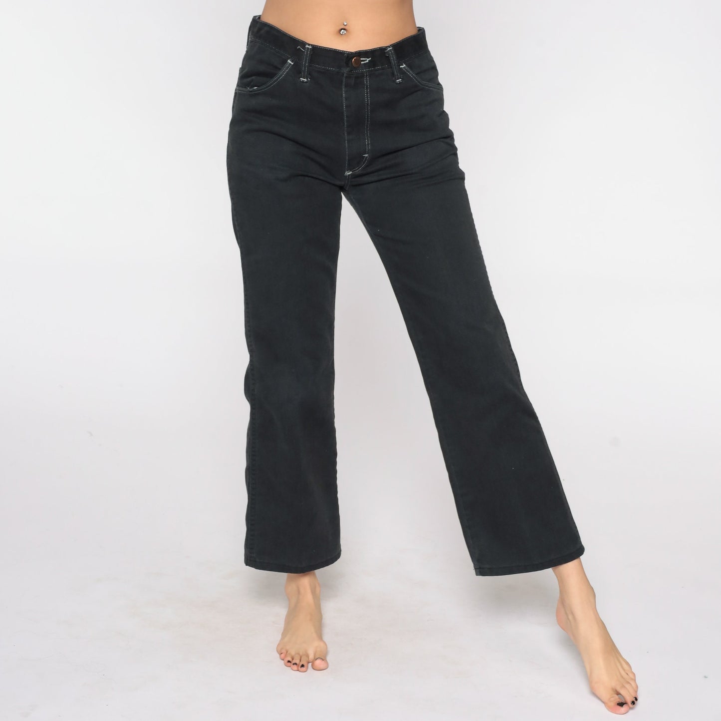 80s Maverick Black Denim High Waisted Straight Leg Jeans Medium