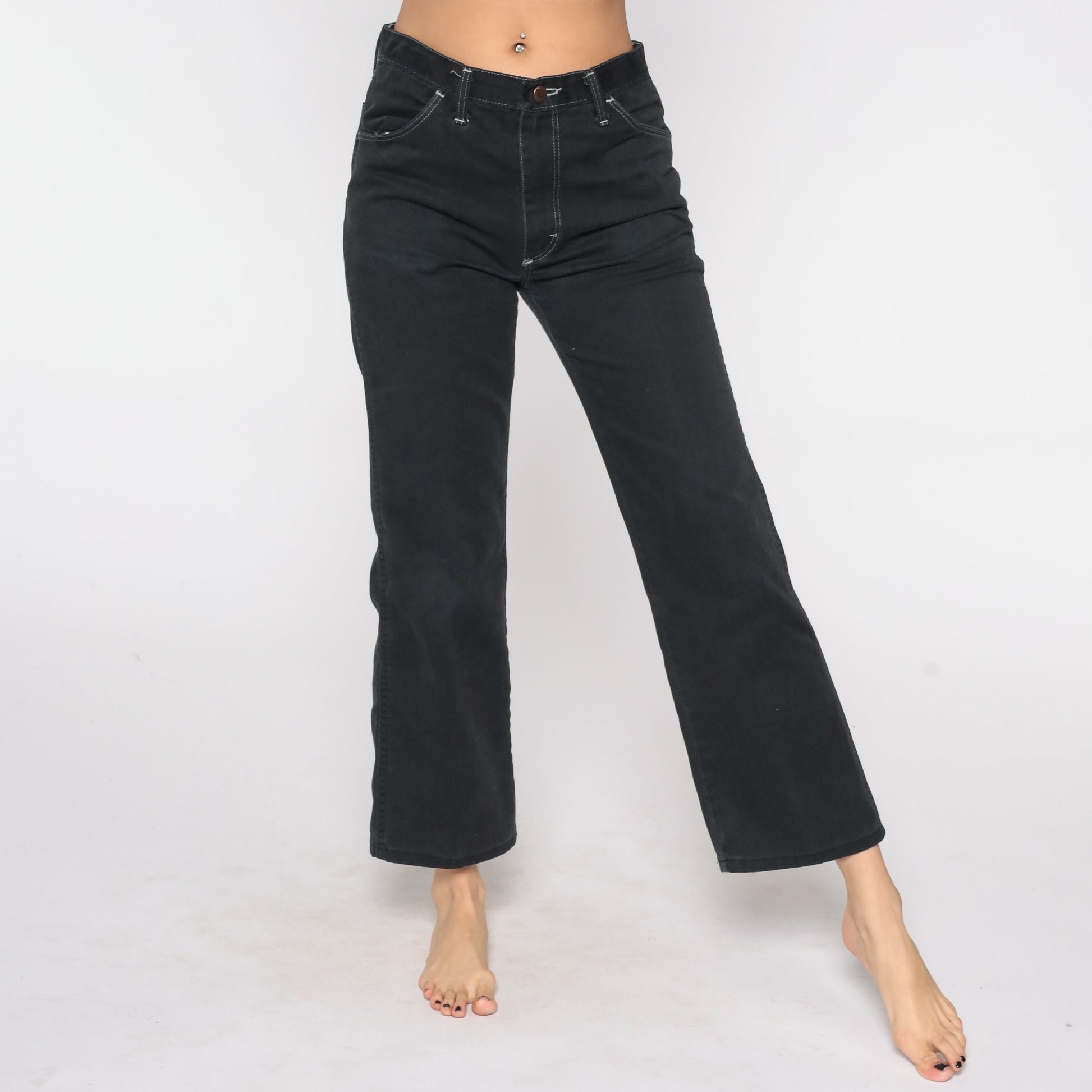 80s Maverick Black Denim High Waisted Straight Leg Jeans Medium