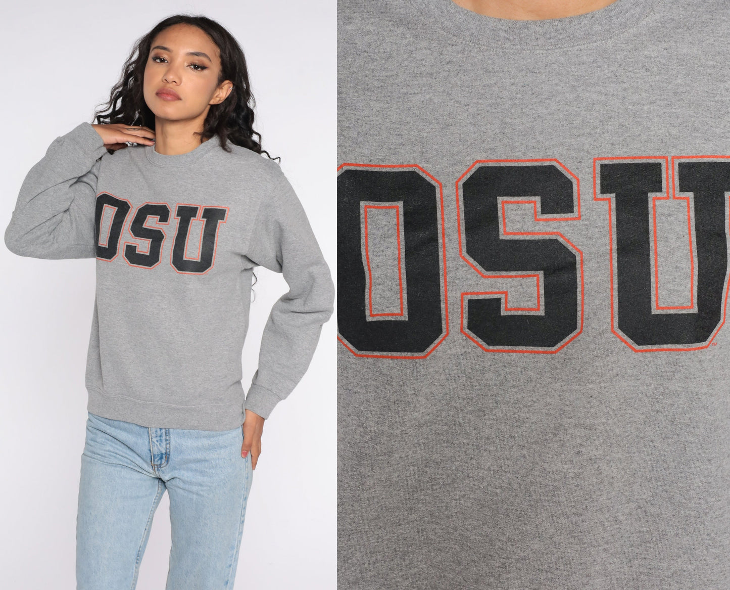 Y2K Oklahoma State University Sweatshirt Jerzees Grey Crewneck Small S