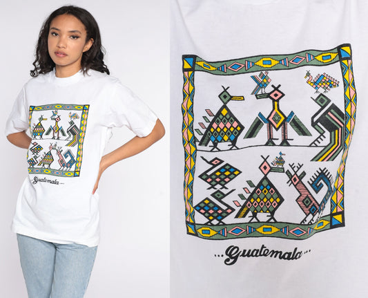 90s Guatemala Animal Graphic T-Shirt Cotton Tee Small