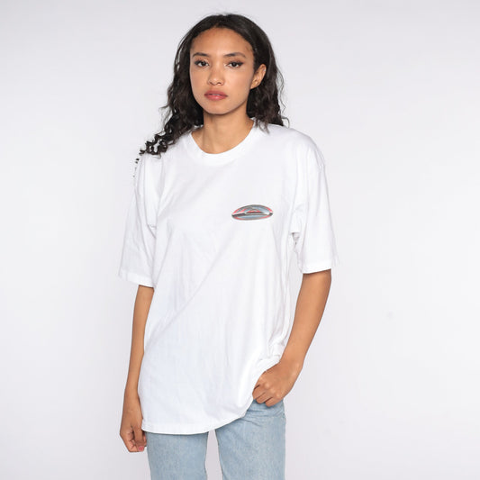 90s Quiksilver Logo T-Shirt White Graphic Surf Tee Large L