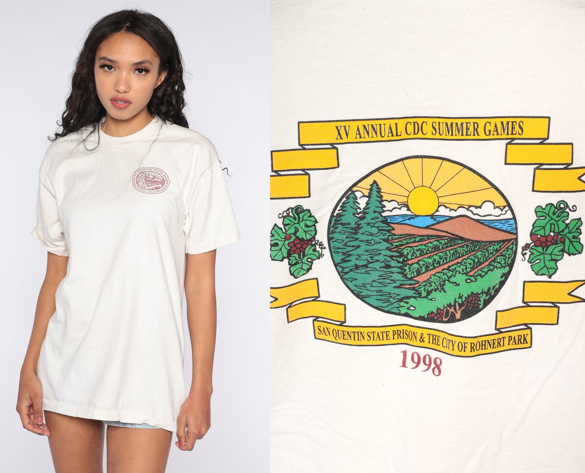 1998 CDC Summer Games San Quentin Prison Graphic Tee Cotton Medium