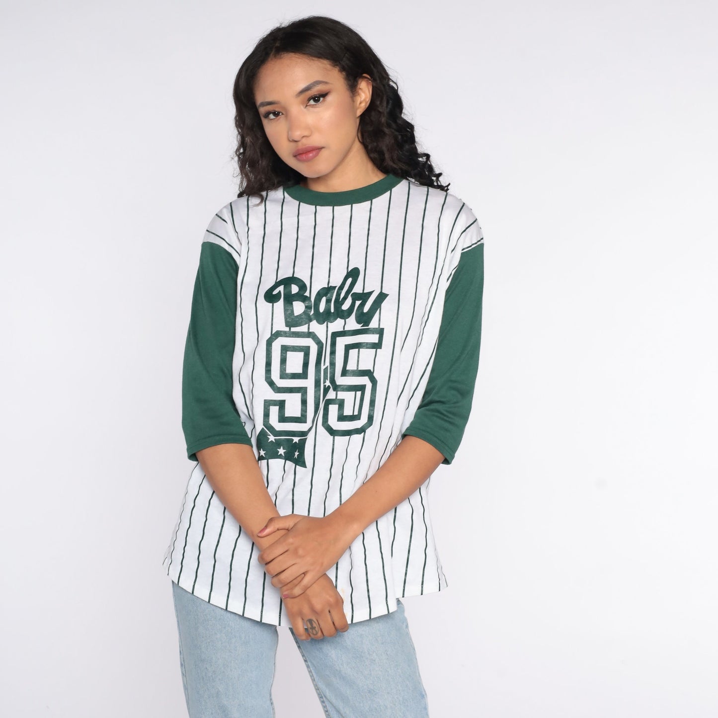 90s Maternity Graphic T-Shirt Baby 95 Ringer Tee Small