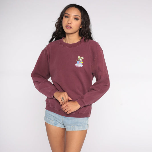 90s Mickey Mouse Disney Sweatshirt Burgundy Crewneck Medium