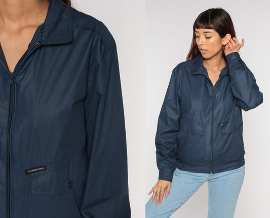 80s Members Only Jacket Navy Blue Windbreaker Cafe Racer Small