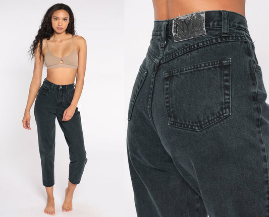 90s NY Jeans Black High Waist Tapered Denim Extra Small XS