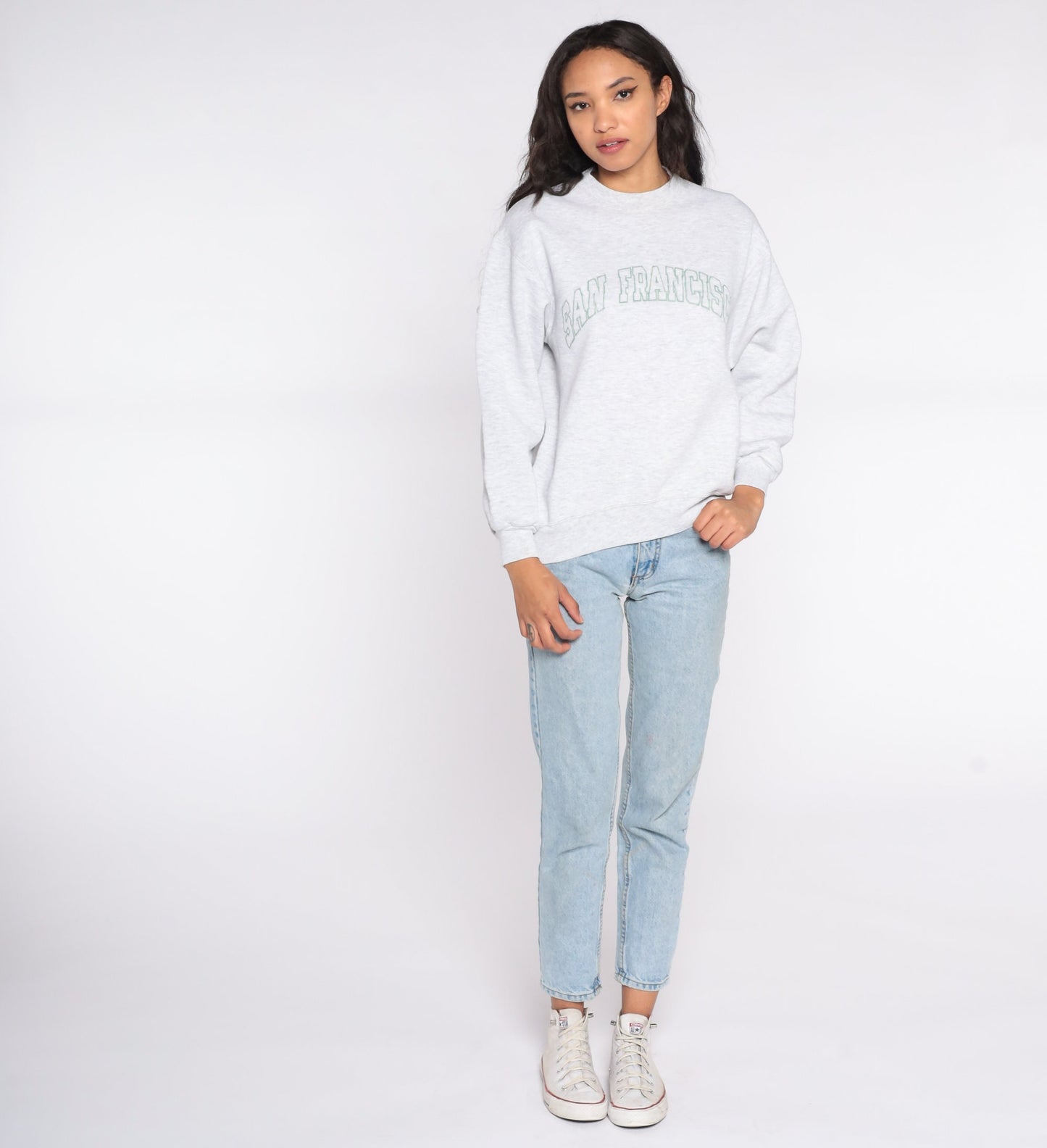 90s San Francisco Jerzees Sweatshirt Grey Crewneck Graphic Small