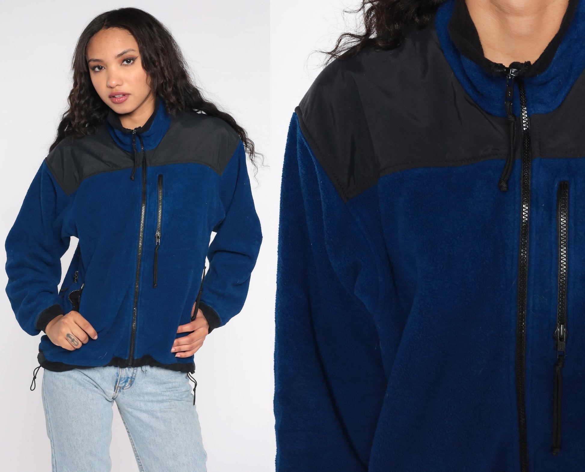 90s REI Navy Fleece Zip Jacket Extra Small XS