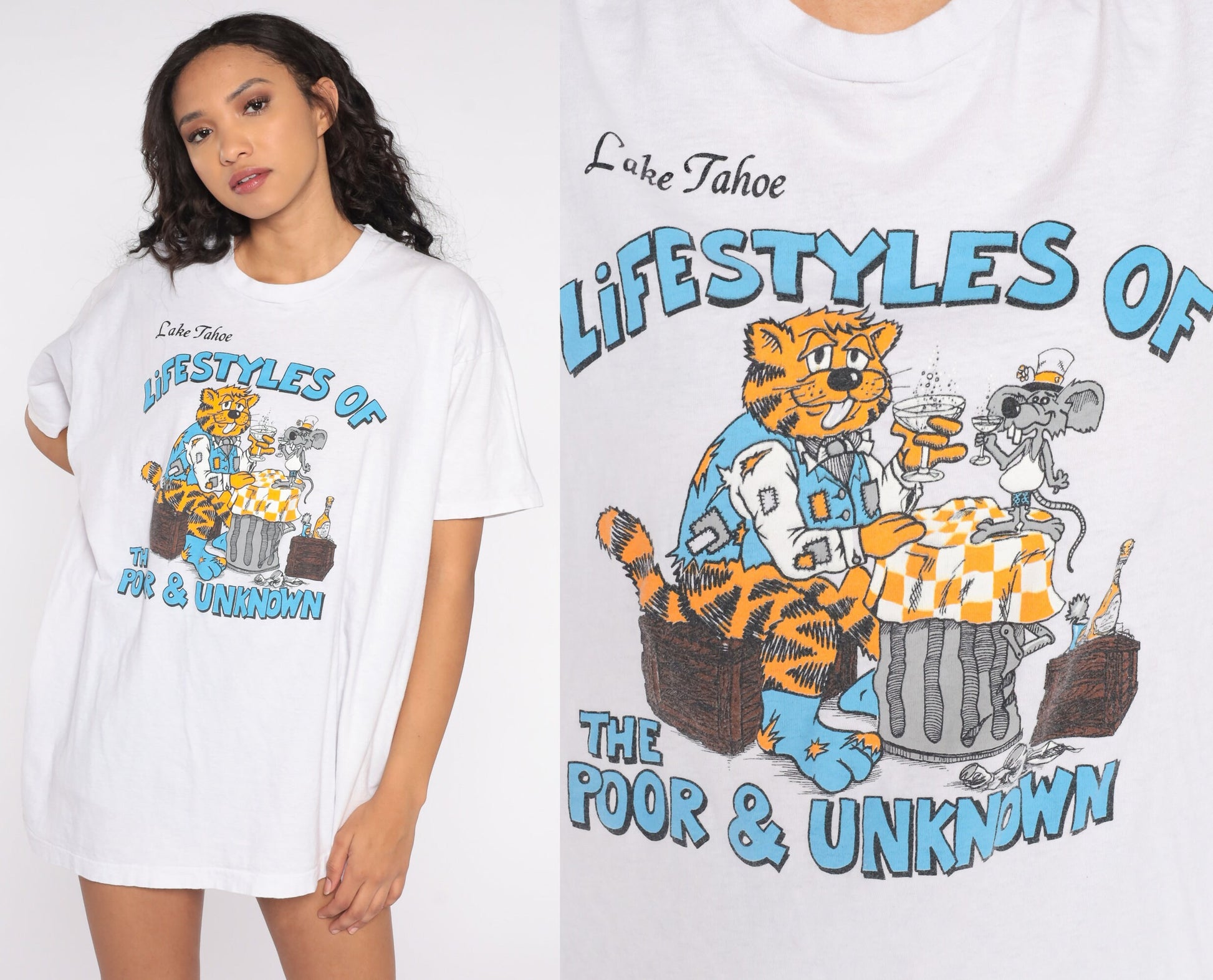80s Lake Tahoe Cat Rat Graphic T-Shirt Lifestyles Poor Unknown XXL