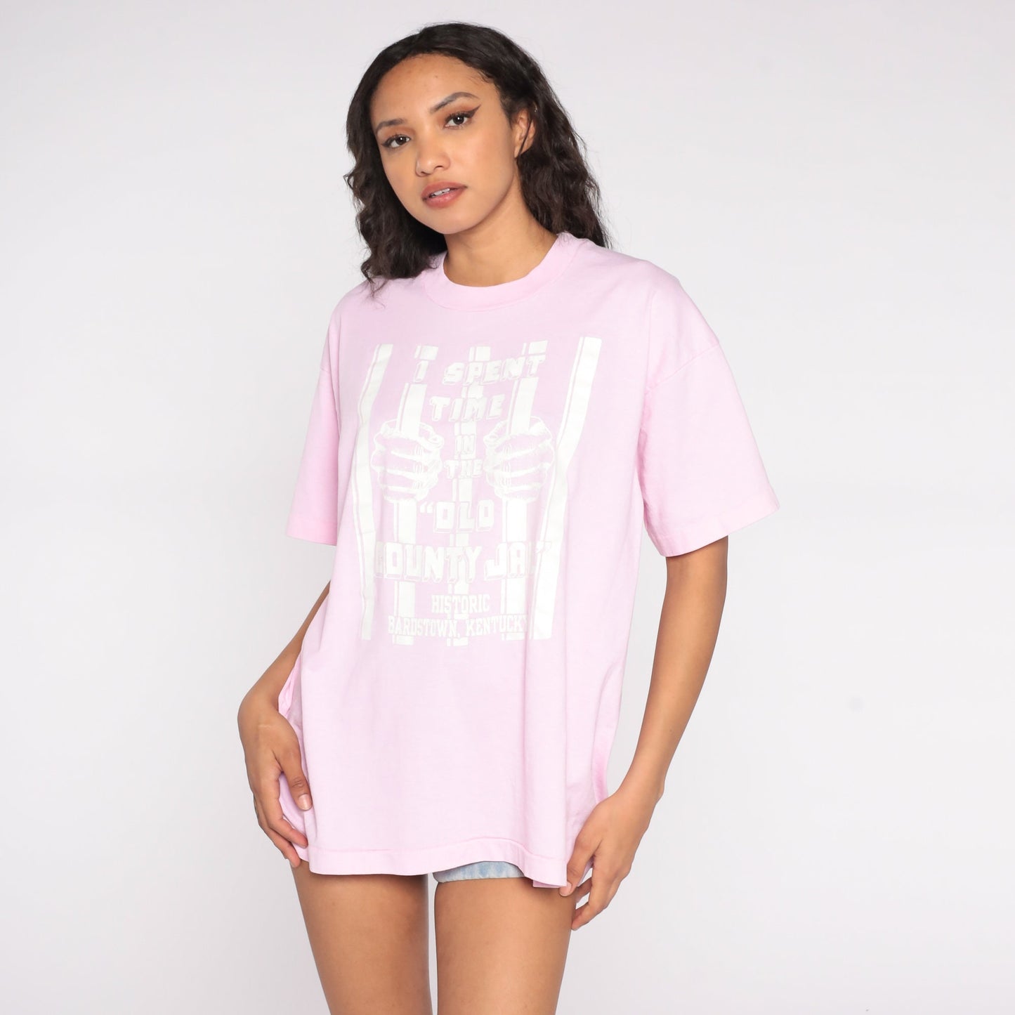 90s Kentucky Jail Bardstown Graphic T-Shirt Pink Screen Stars Extra Large XL