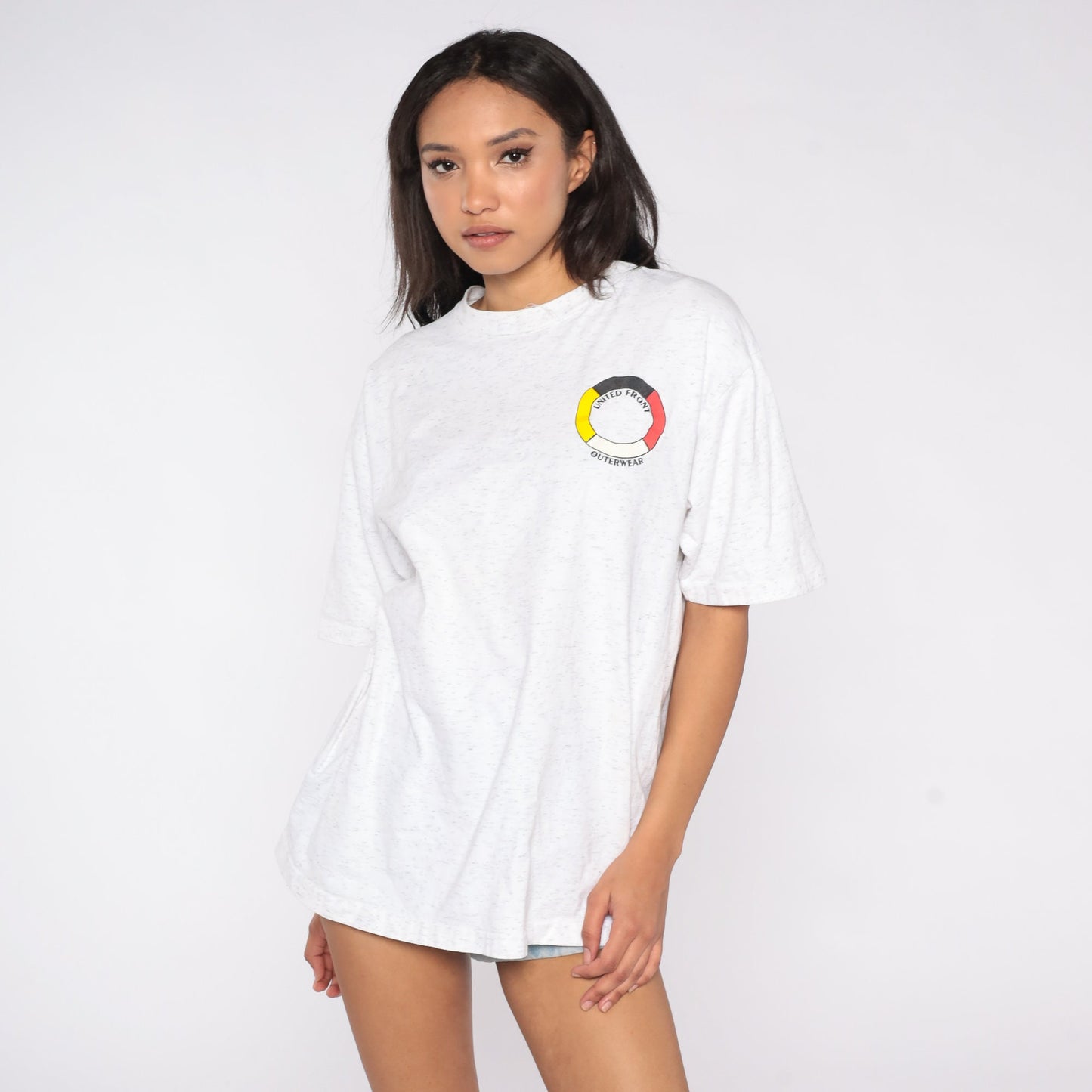 90s United Front Outerwear Peace Equality Unity Graphic Tee Grey Extra Large