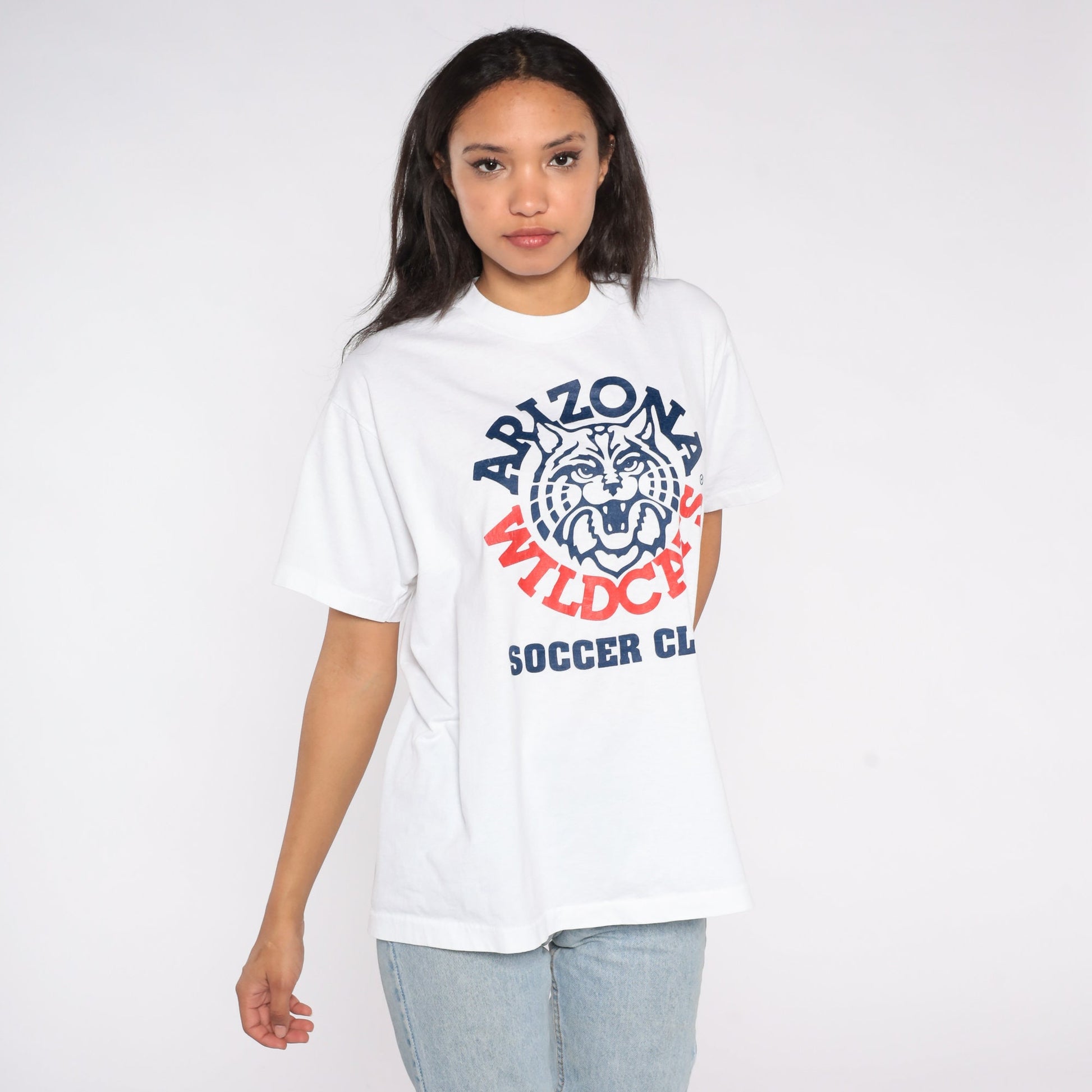 80s Arizona Wildcats University Graphic T-Shirt Screen Stars White Extra Large XL
