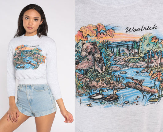 90s Woolrich Pennsylvania Animal Nature Graphic Sweatshirt Cropped XS