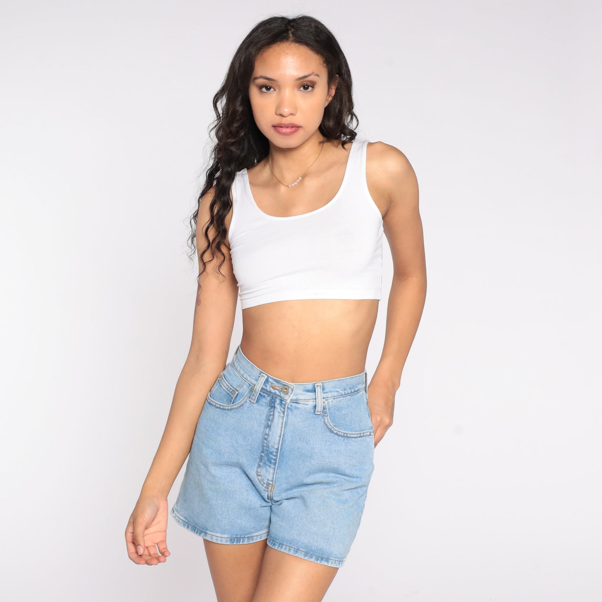 90s Ann Taylor High-Waisted Denim Shorts Blue Jean Extra Small