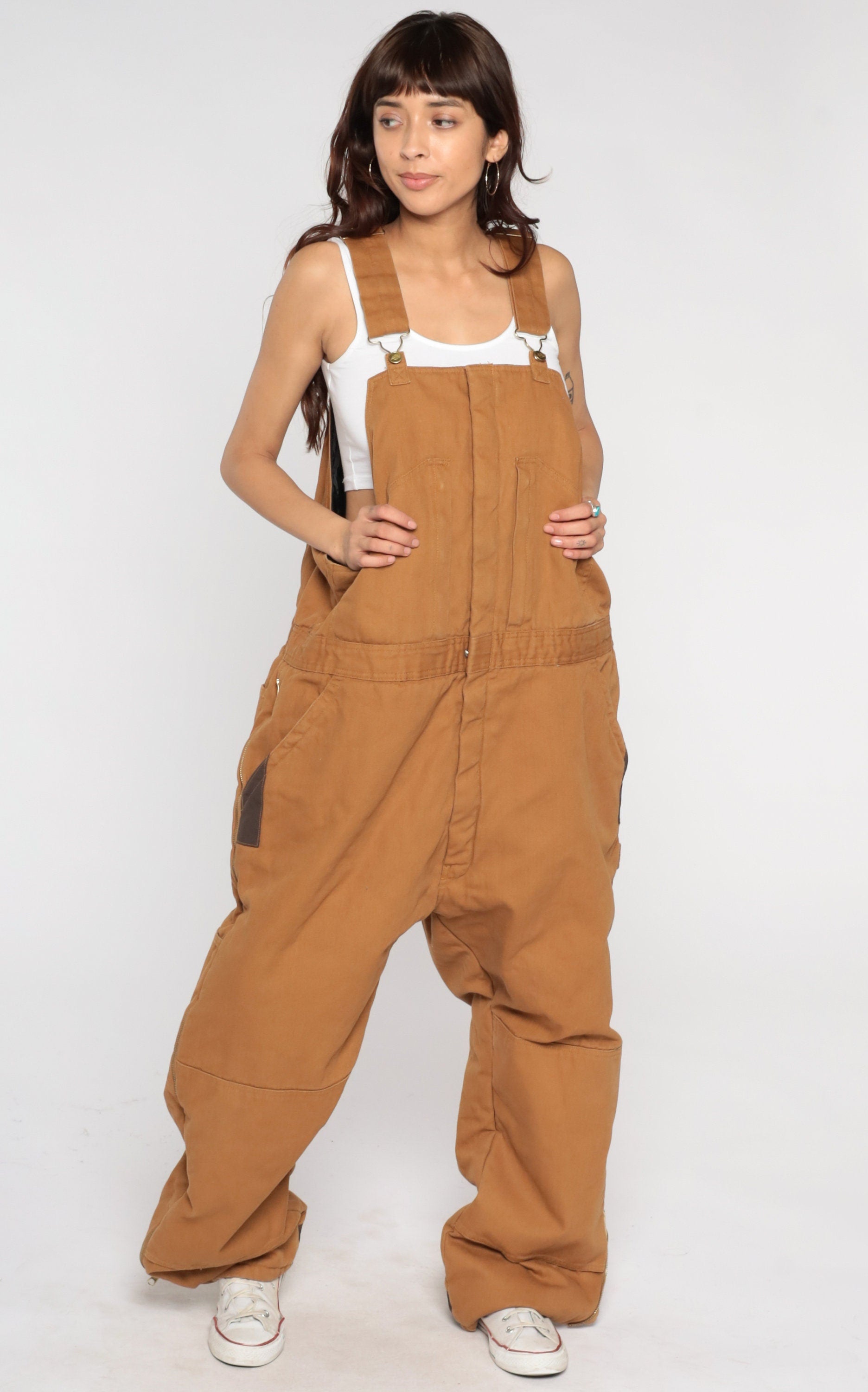 Dickies Quilted Insulated Workwear Overalls Brown Cotton Mens XXL