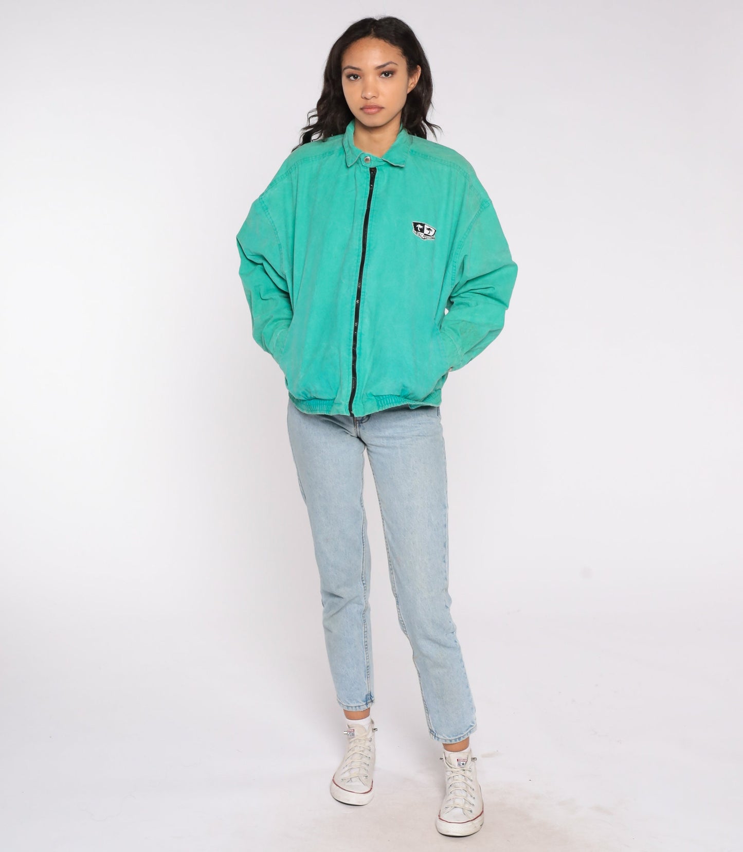 90s Local Motion Hawaii Windbreaker Jacket Green Cotton Zip-Up Medium
