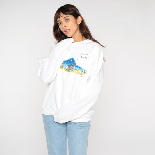 00s Nativity "It's A Girl" Graphic Sweatshirt Crewneck Large