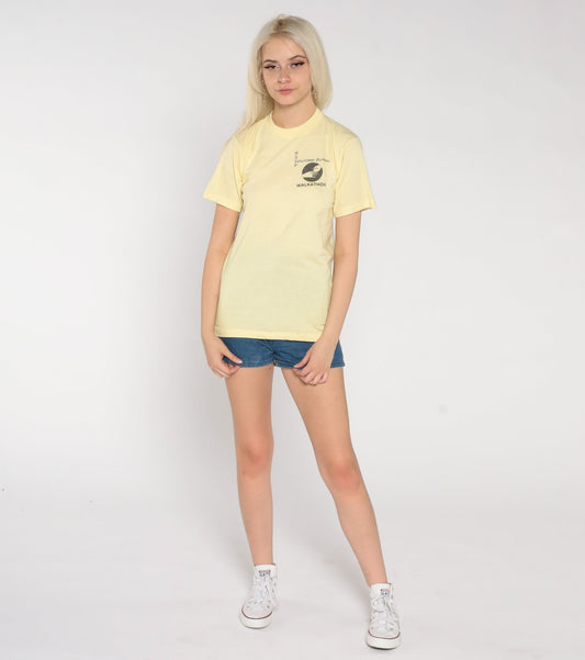 80s RSVP Walkathon Volunteer Bureau Graphic T-Shirt Pastel Yellow Small