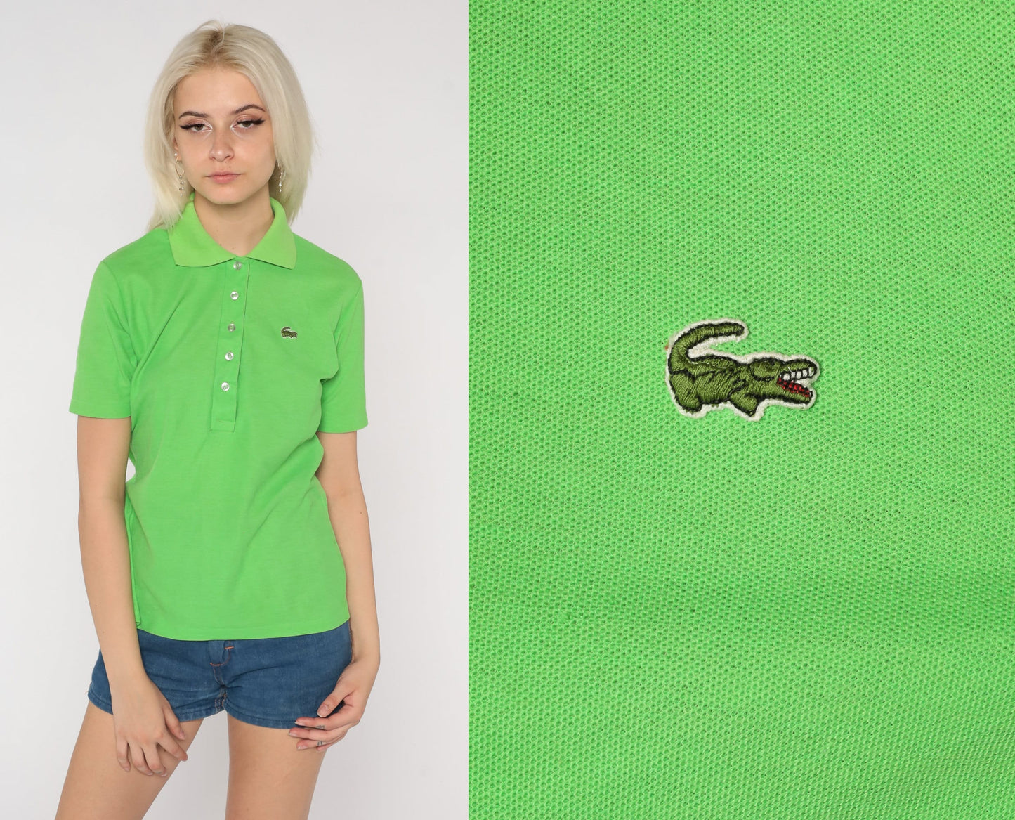 80s Lacoste Brooks Brothers Lime Green Polo Shirt Crocodile Medium