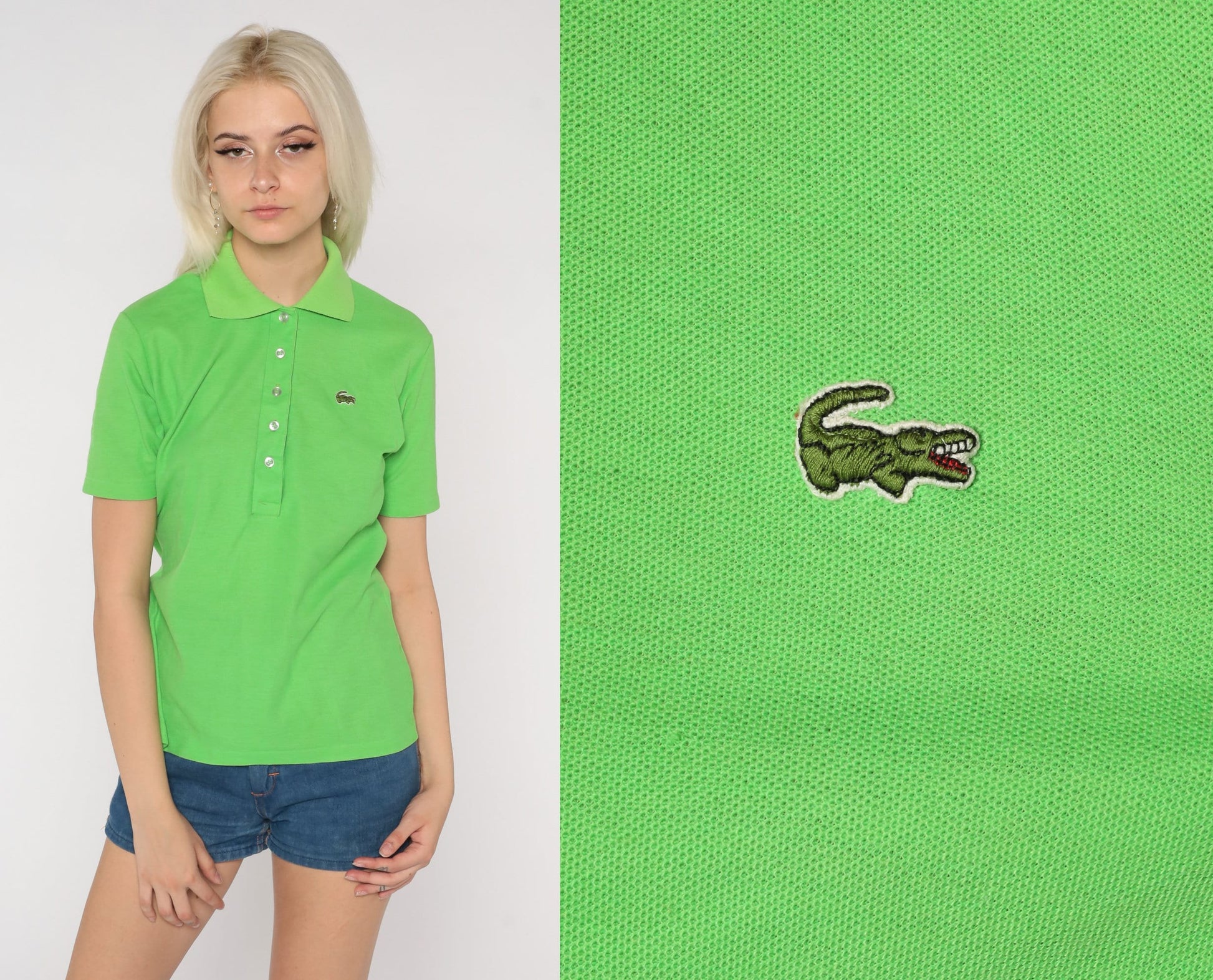80s Lacoste Brooks Brothers Lime Green Polo Shirt Crocodile Medium
