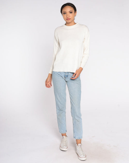 80s Off White Thermal Long Sleeve Shirt Cotton Blend Large L