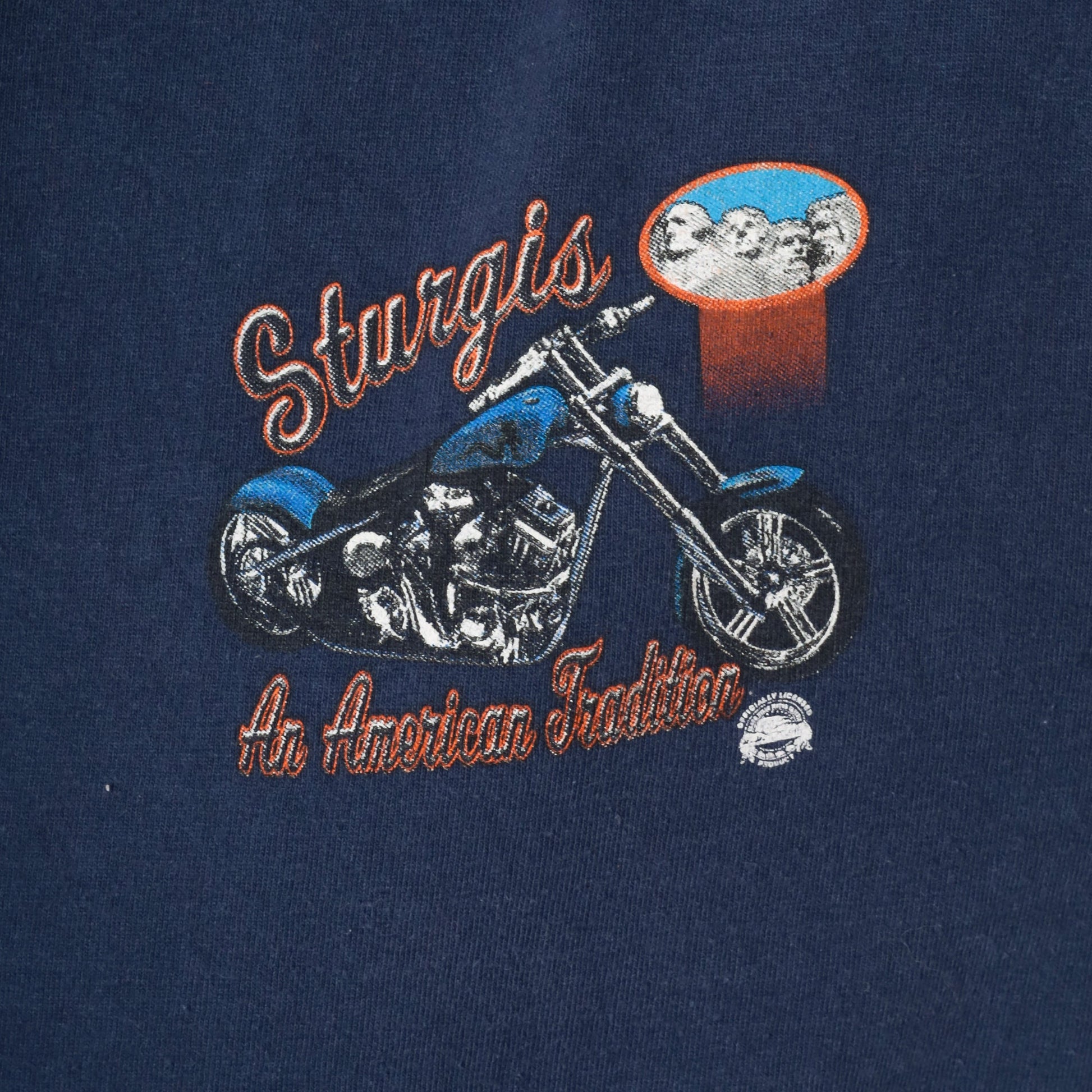Y2K Sturgis Motorcycle Rally Graphic Tee Blue Cotton Small