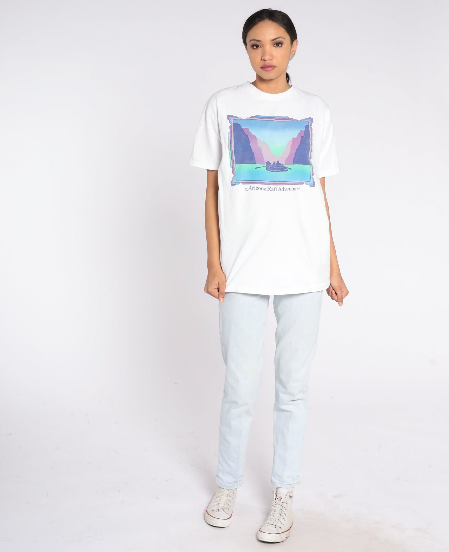 90s Arizona Raft Adventures Graphic T-Shirt White Cotton Tee Extra Large