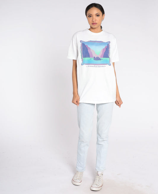 90s Arizona Raft Adventures Graphic T-Shirt White Cotton Tee Extra Large