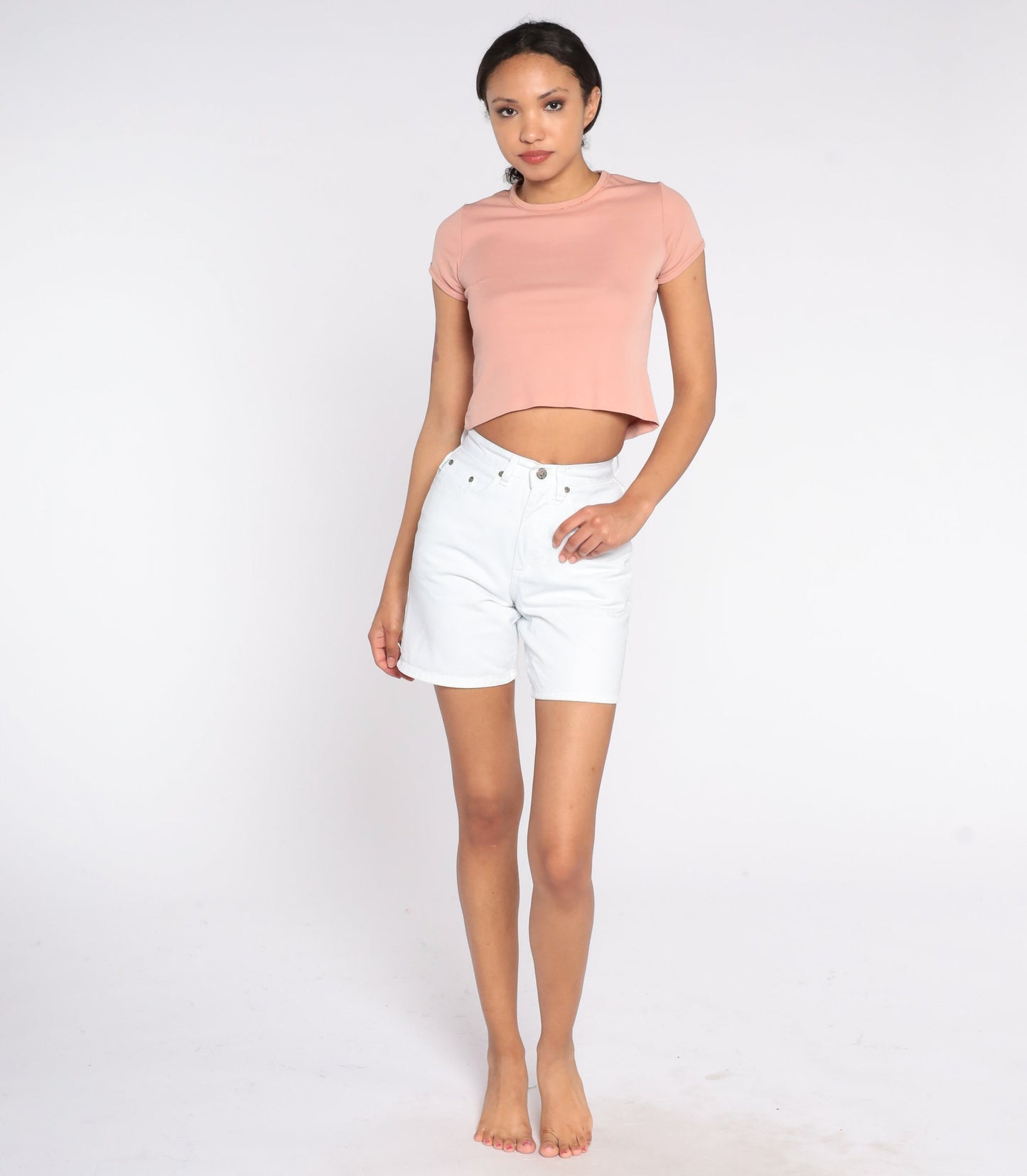 Y2K White Denim Shorts High Waisted Arizona Jeans Co Extra Small