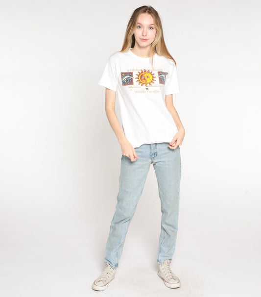 Y2K Merida Yucatan Dolphin Sun Graphic T-Shirt Cotton 00s Small