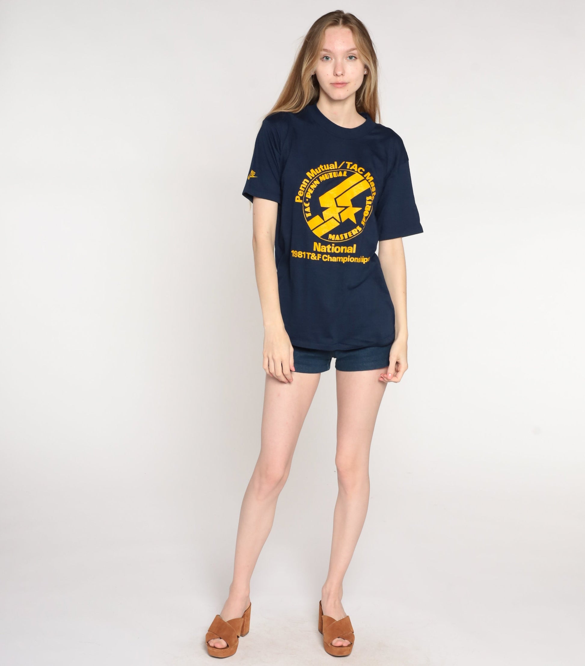 1981 National Track and Field Championships Tee Navy Graphic Medium