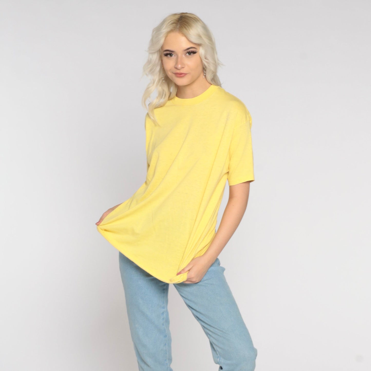 80s Rusty Rails Train Graphic T-Shirt Yellow Cotton Single Stitch Medium