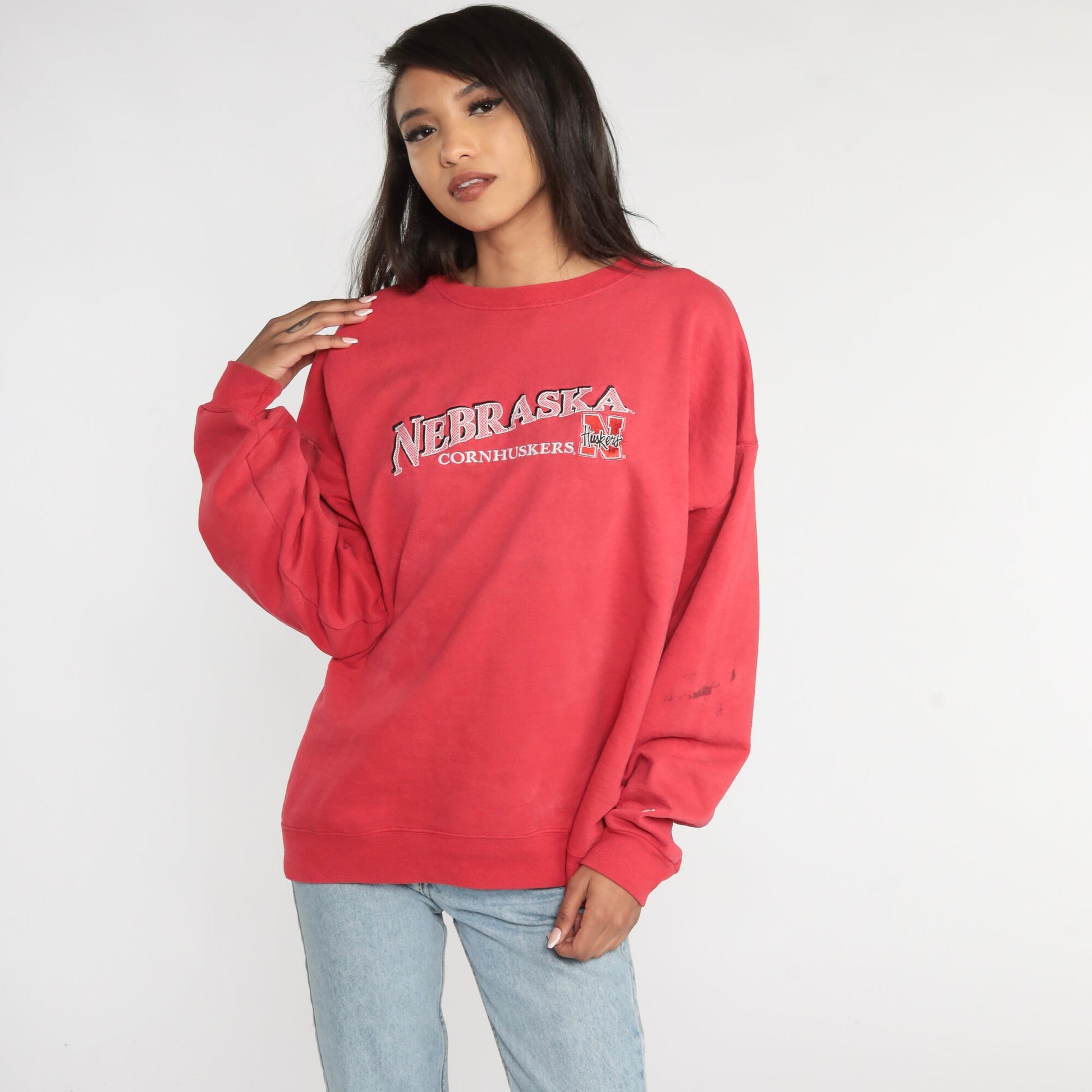 90s University of Nebraska Cornhuskers Champion Sweatshirt Red Crewneck Extra Large XL