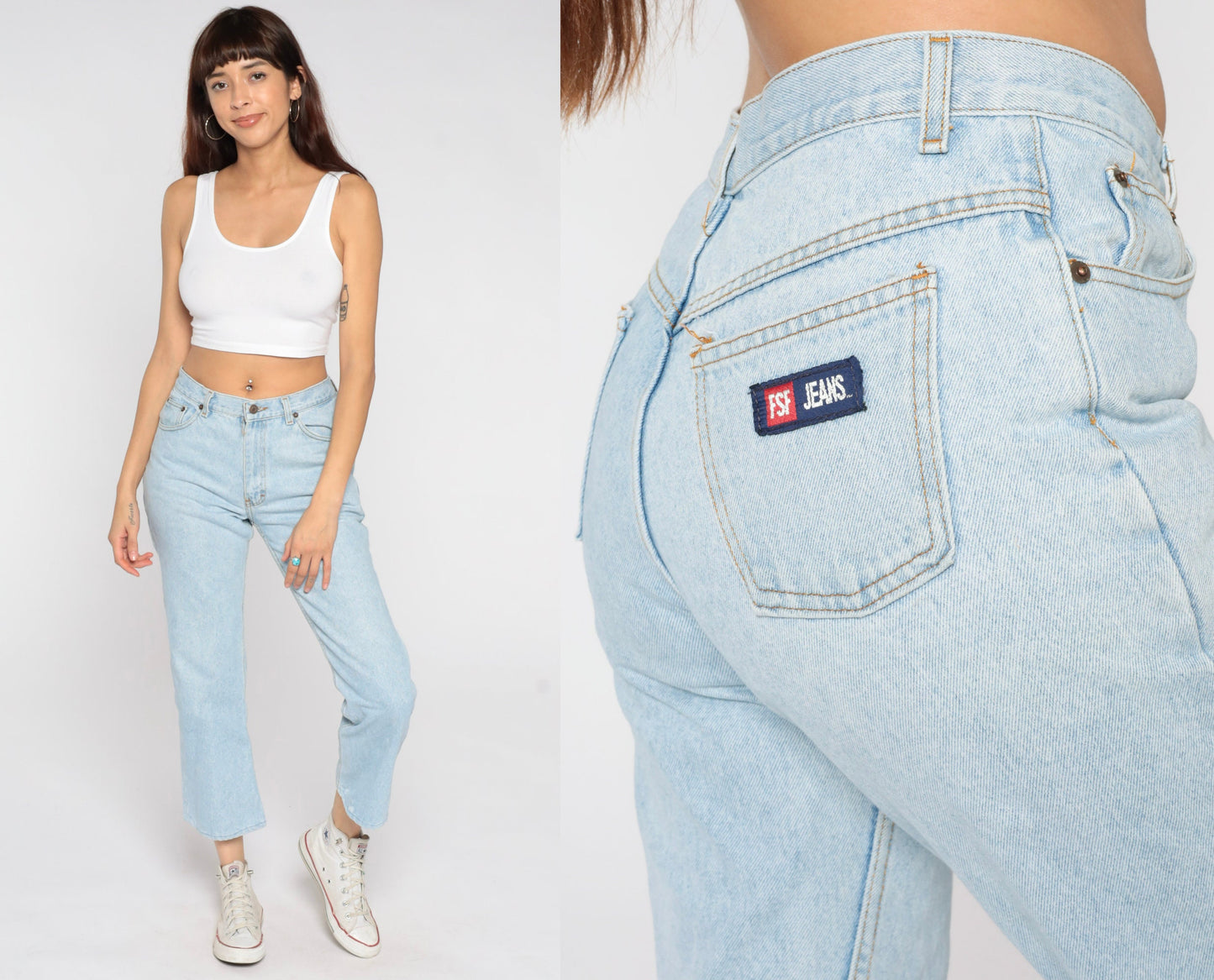 00s Light Wash Straight Leg Jeans Mid Rise Crop Denim Light Blue Size 8