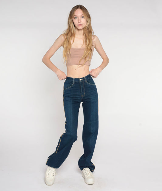 90s Brittania High-Waisted Flare Jeans Dark Blue Denim Extra Small