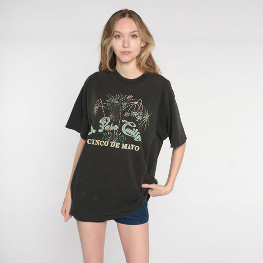 1990 Cinco De Mayo El Paso Cantina Graphic T-Shirt Cotton Large L
