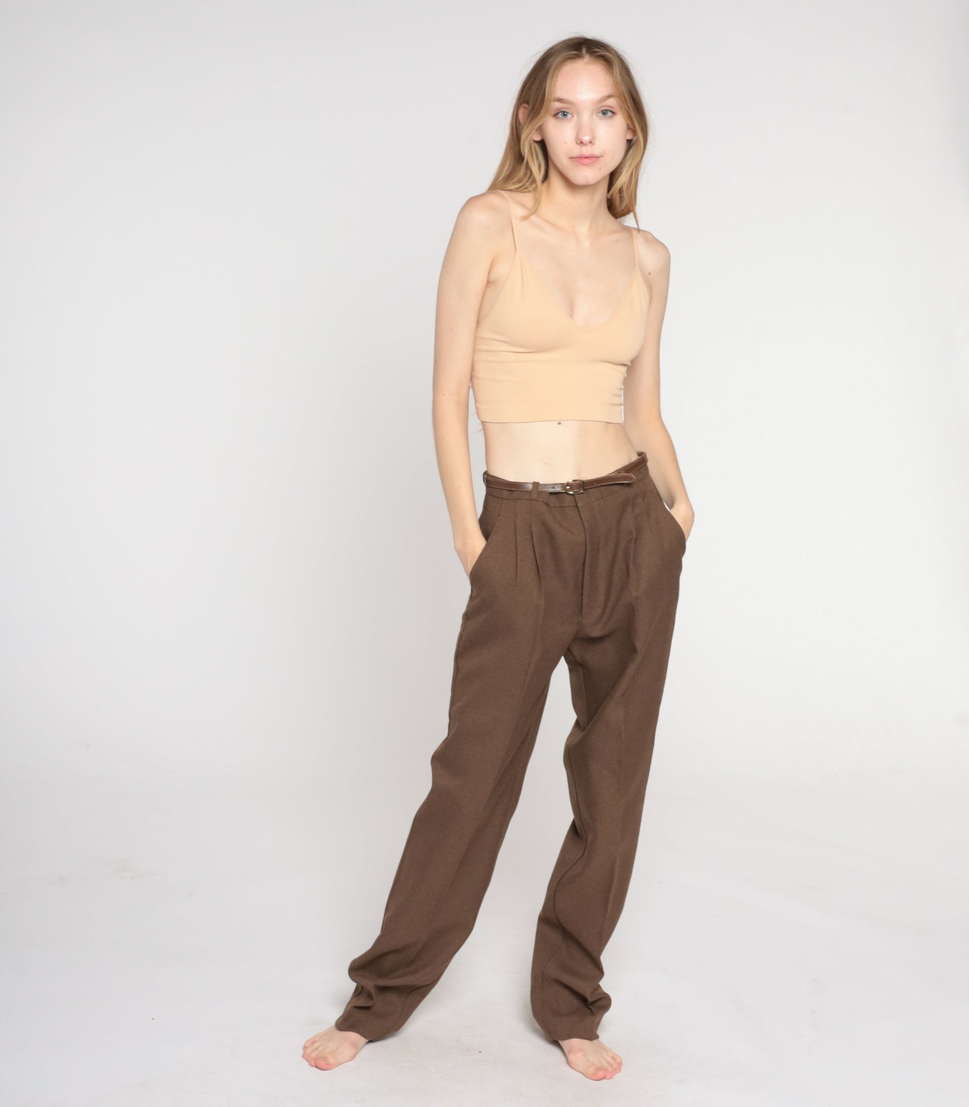 70s Lord Isaacs Brown Straight Leg Trousers High Rise Small S