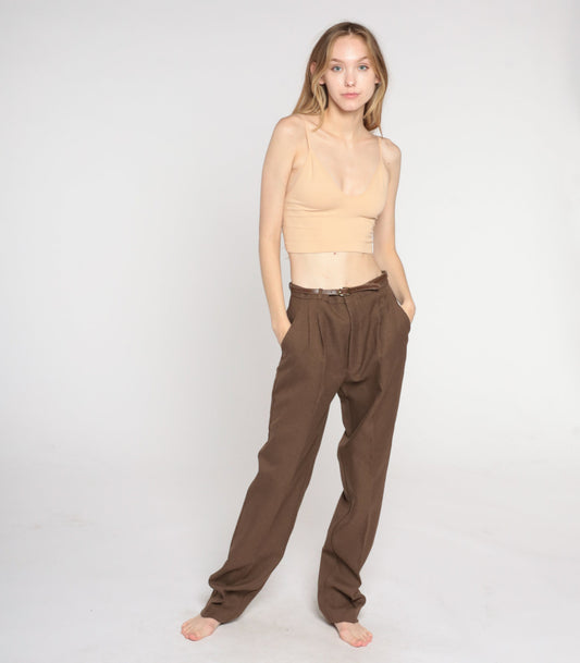 70s Lord Isaacs Brown Straight Leg Trousers High Rise Small S