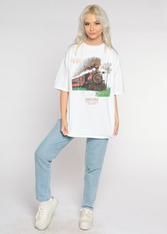 90s Ramada Express Hotel Casino Laughlin Nevada Train Graphic Tee Large L